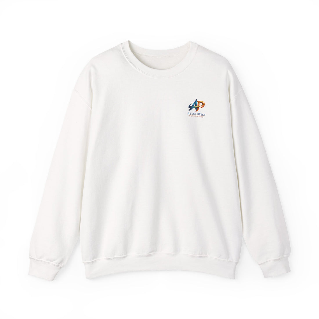 Printify crewneck sweatshirt showing a comfortable, casual fit with ribbed cuffs and neckline in soft fabric.