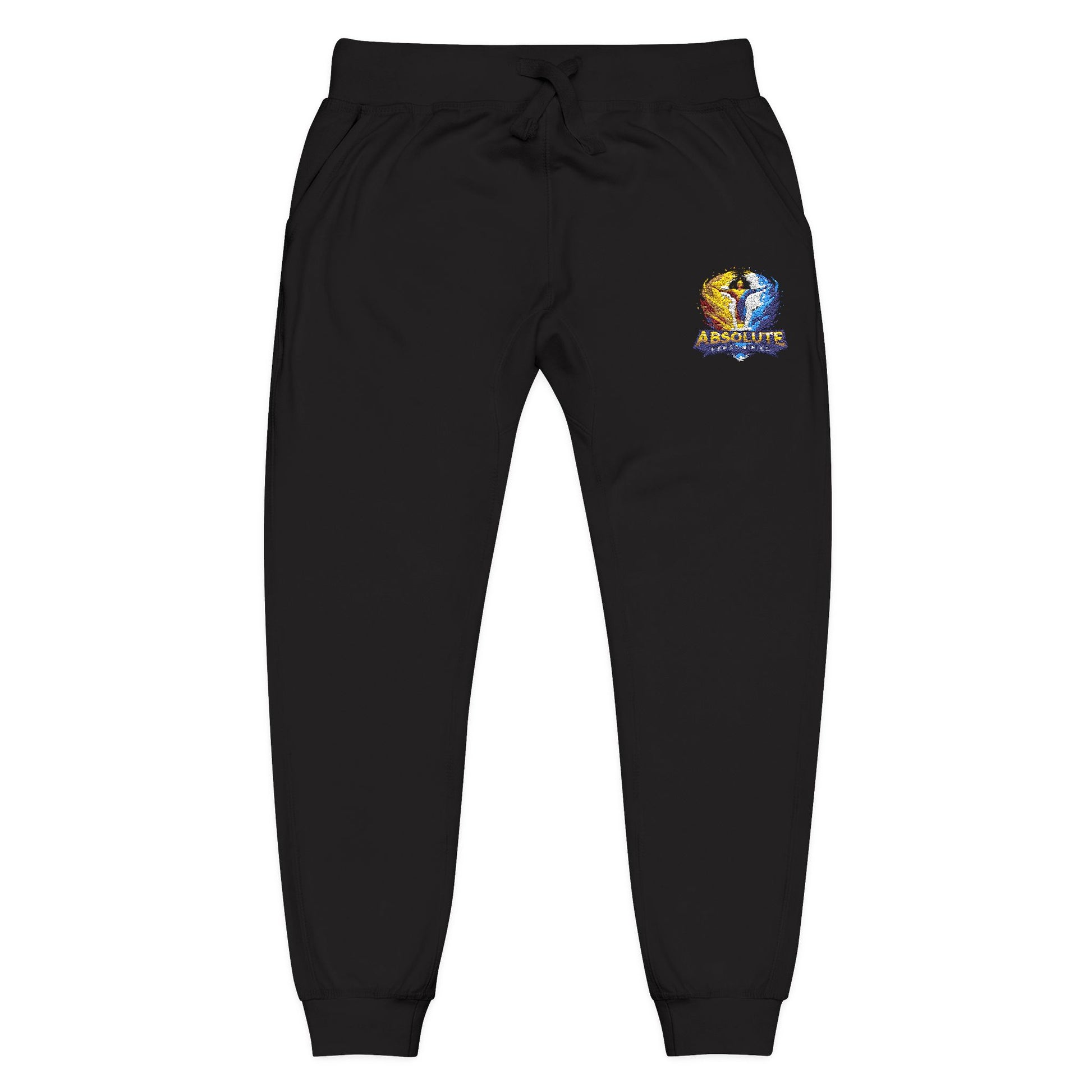 Embroidered 'Absolute Personified' Printify sweatpants featuring detailed embroidery and comfortable fit, front view.