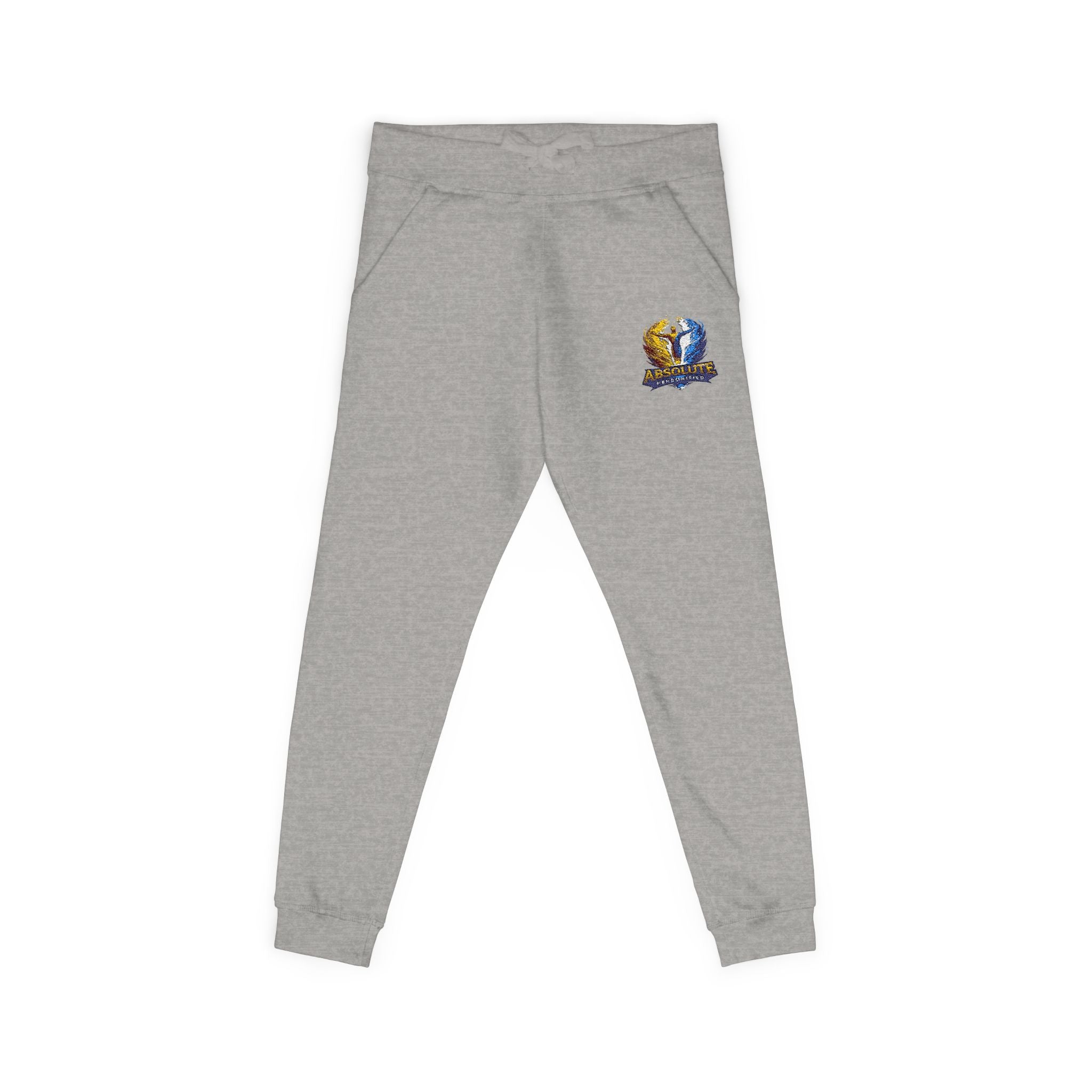 Embroidered 'Absolute Personified' Printify sweatpants, casual trousers with detailed embroidery, shown on a neutral background.