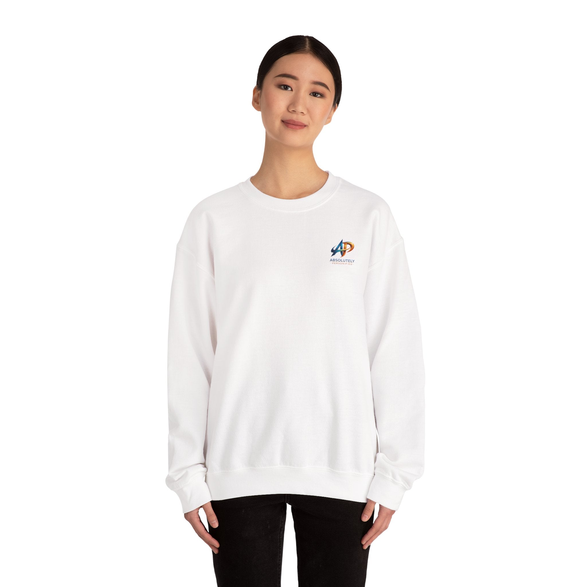 Printify crewneck sweatshirt in soft fabric, shown in a neutral color, with a relaxed fit and ribbed cuffs.