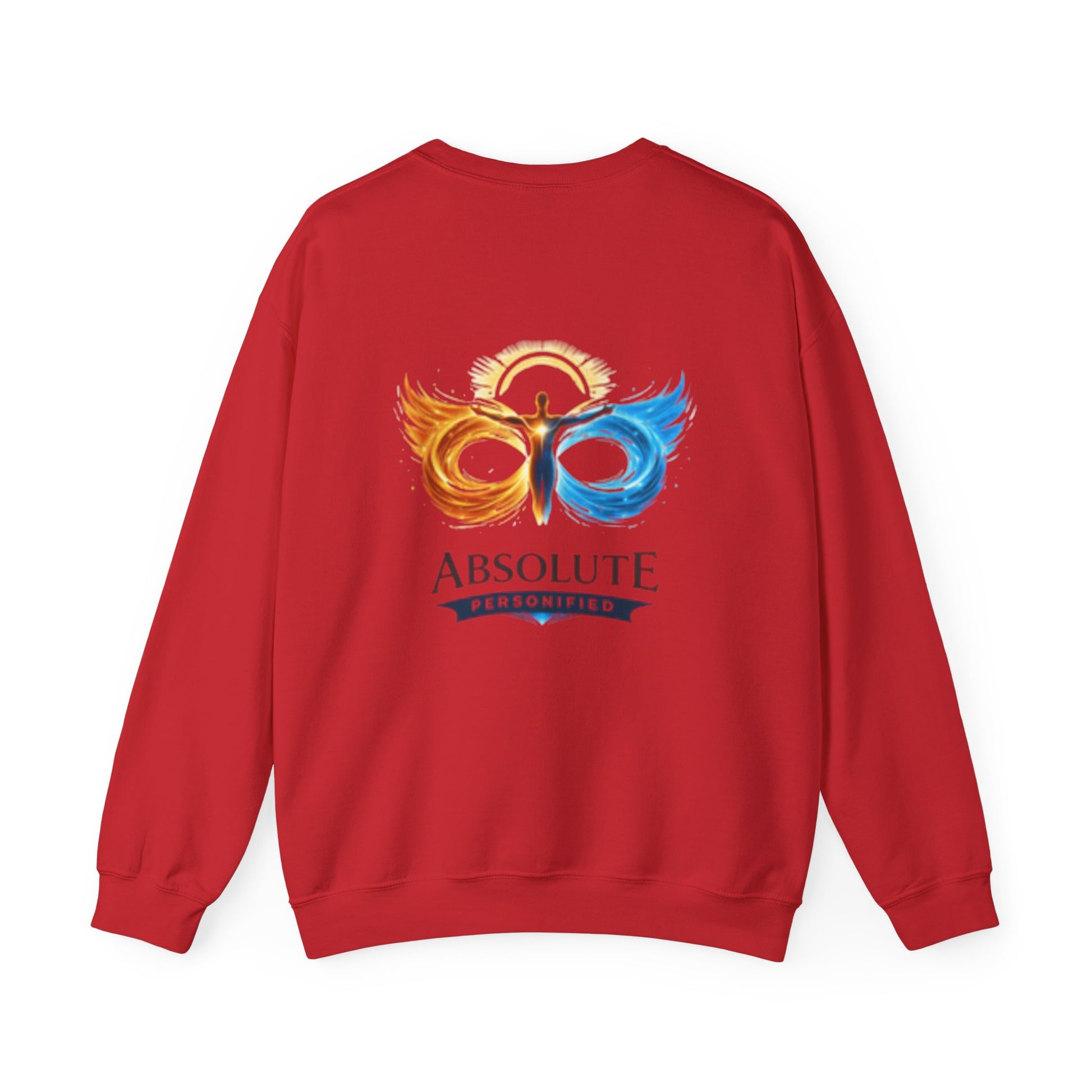 Printify crewneck sweatshirt displayed on a hanger, showcasing a comfortable, casual fabric with a classic fit.