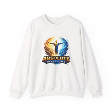 Printify Absolute Personified crewneck sweatshirt displayed flat with a colorful graphic design on the front.