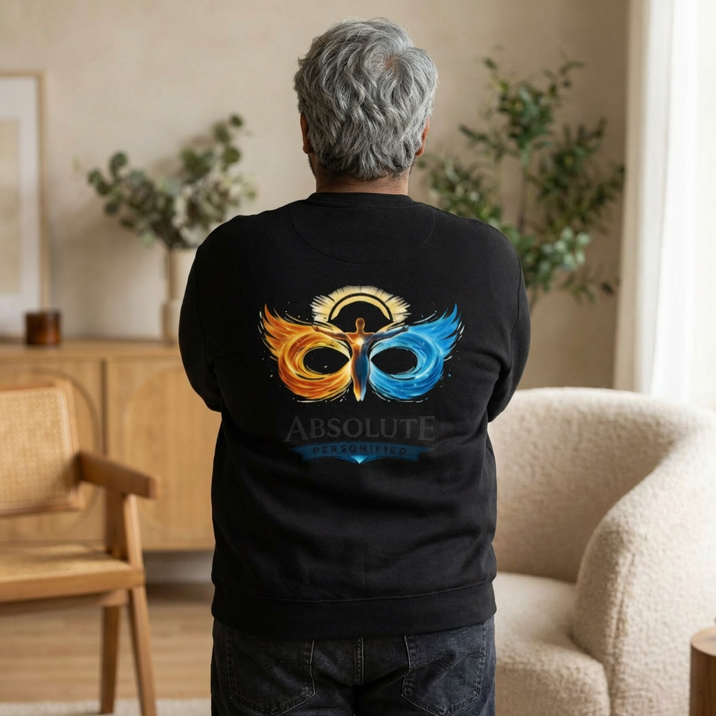 Printify crewneck sweatshirt showing a comfortable, casual fit with soft fabric and classic design.