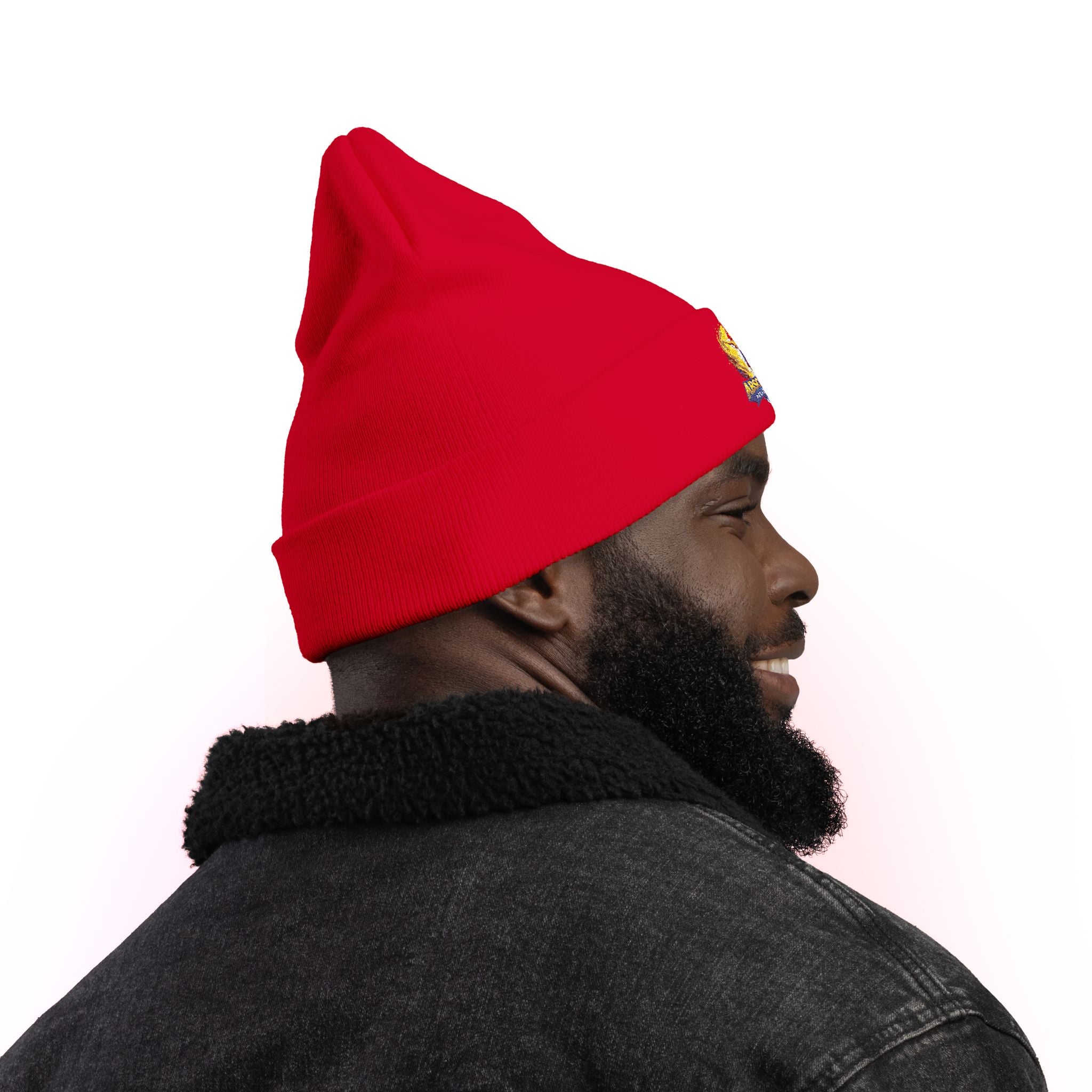 Embroidered 'Absolute Personified' beanie hat by Printify, featuring detailed embroidery and a snug, stylish fit.