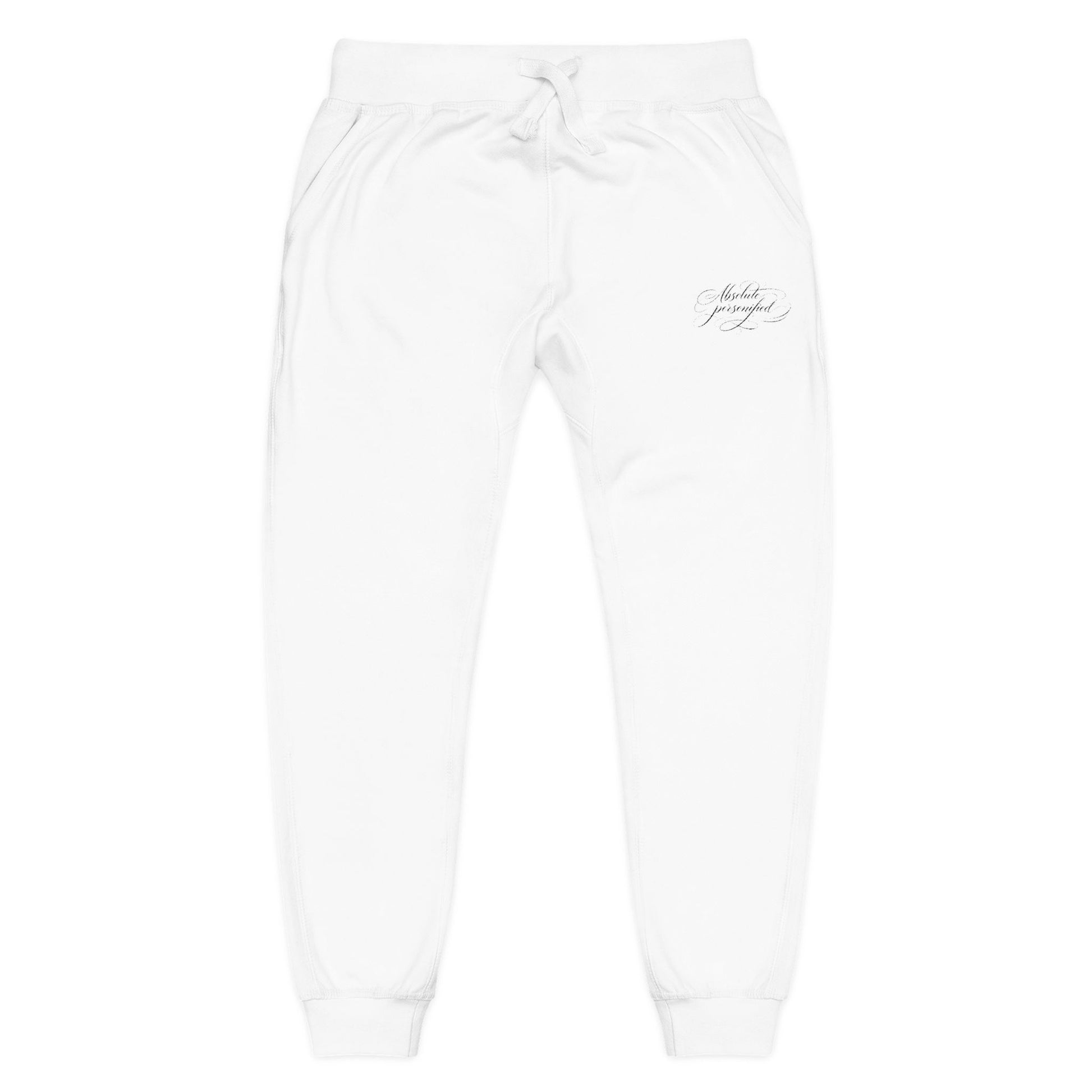 Embroidered scripted "Absolute Personified" Printify sweatpants, casual trousers with detailed embroidery on soft fabric.