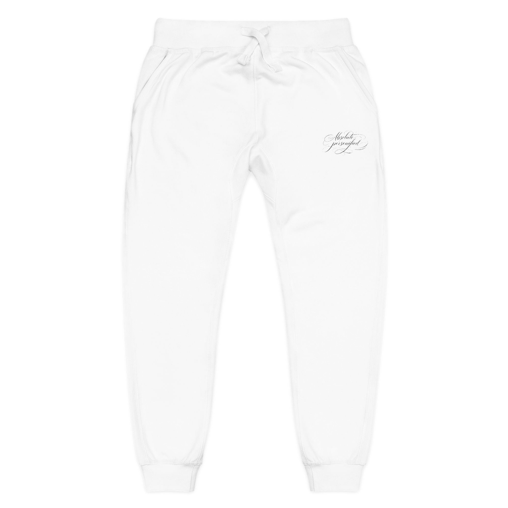 Embroidered scripted "Absolute Personified" Printify sweatpants, casual trousers with detailed embroidery on soft fabric.